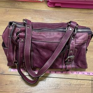 Fossil Womens Leather Shoulder Hobo Satchel Shoulder Bag Pockets purple